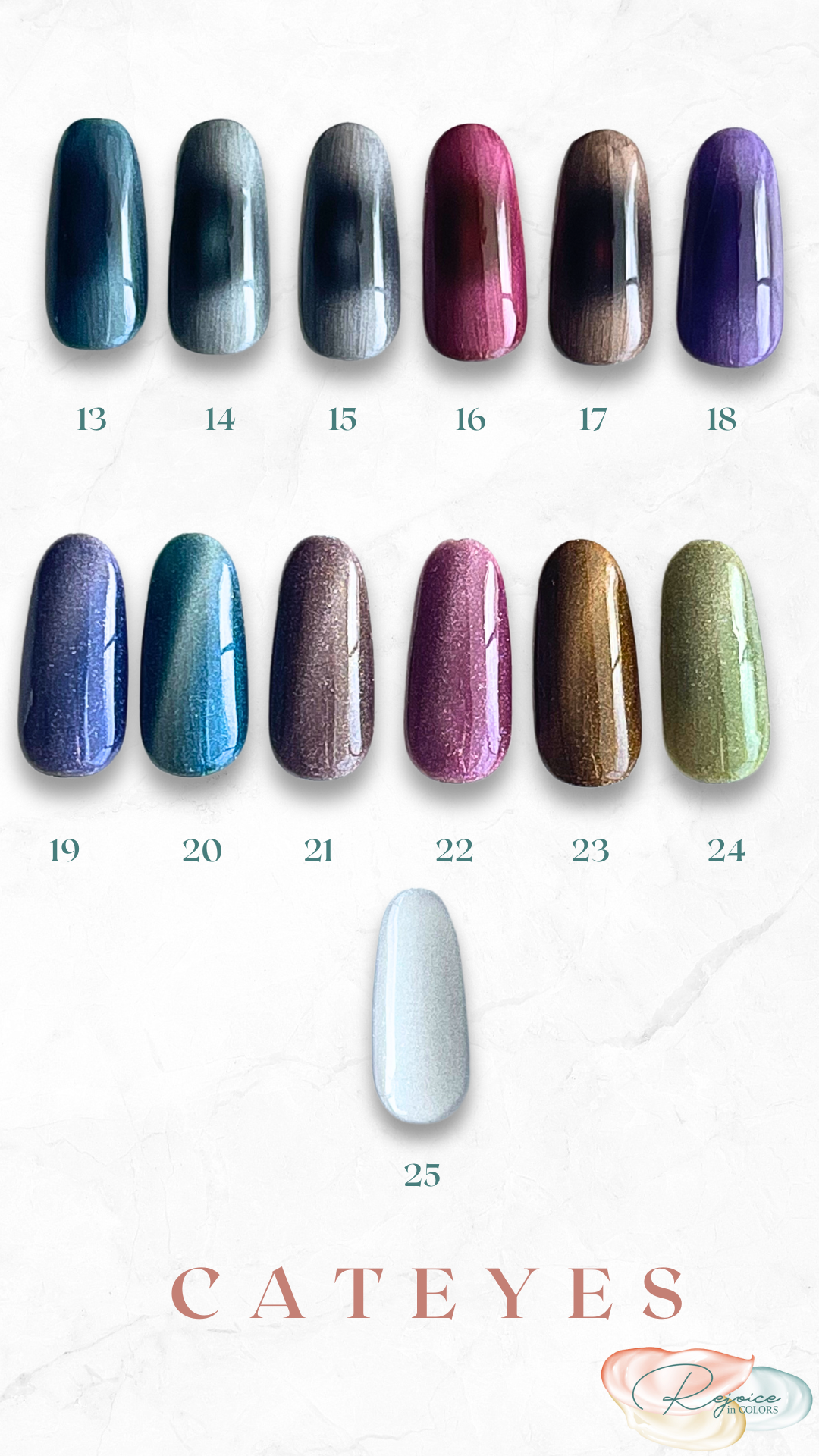 Choices of Cat eye design/colors for nails