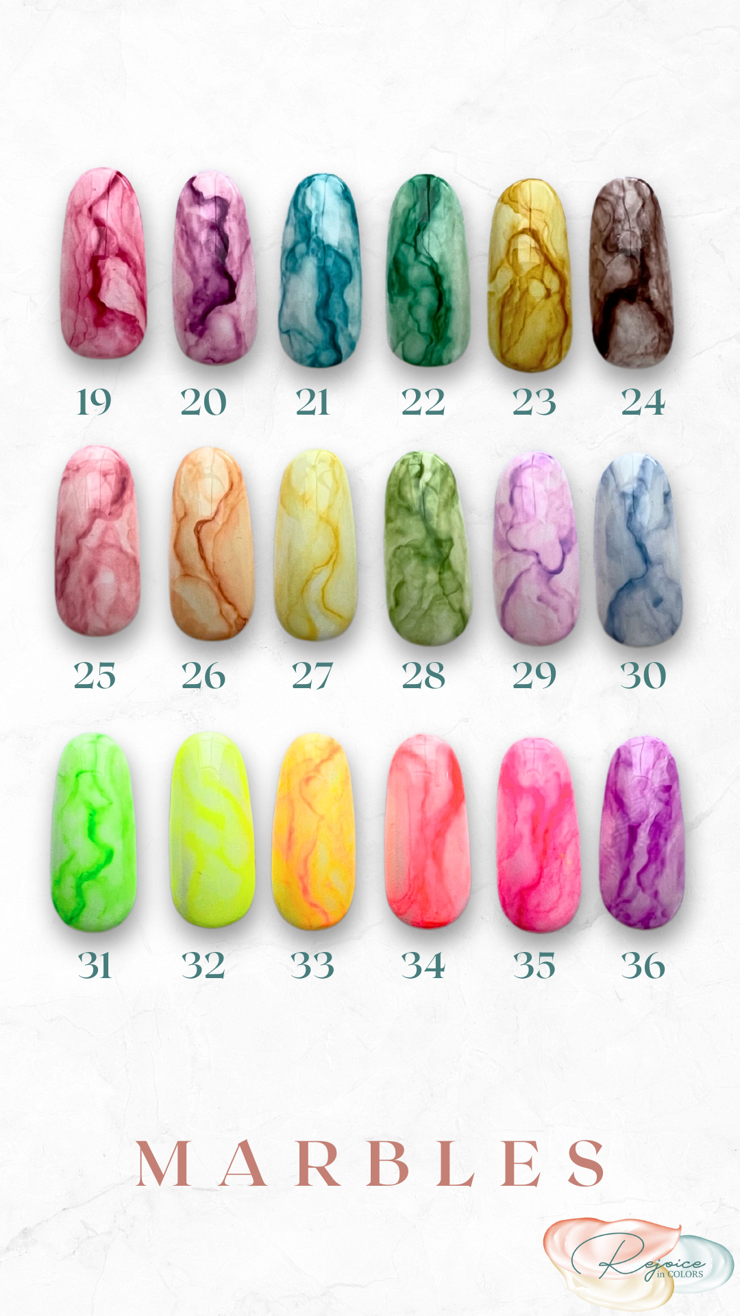 Different Marble design colors for nails