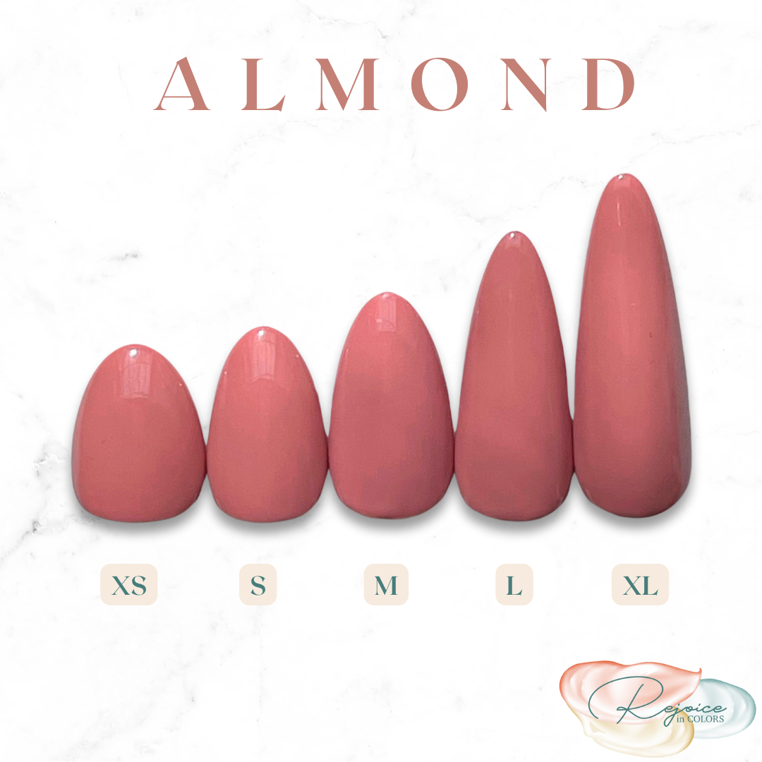 Almond Lengths: XS, S, M, L, XL