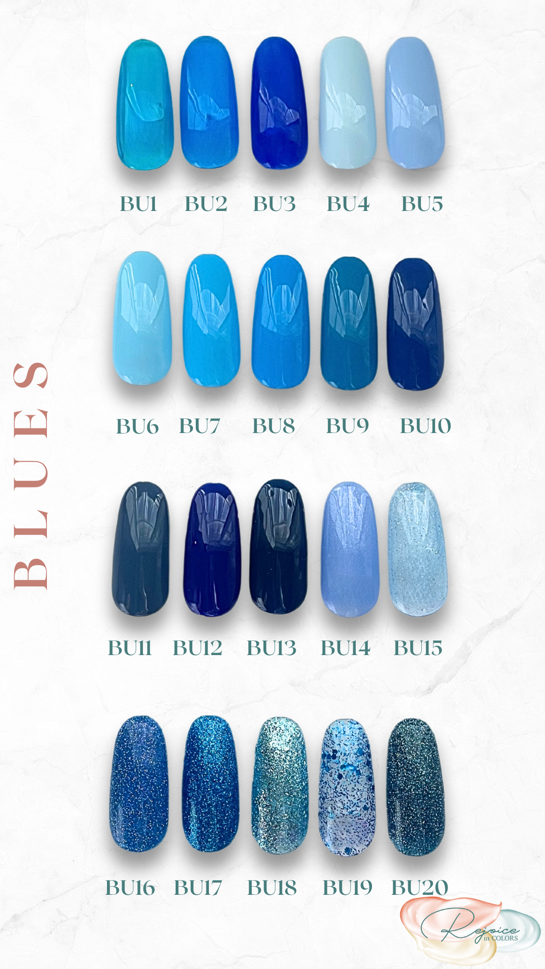 Choices of Blue colors for nails