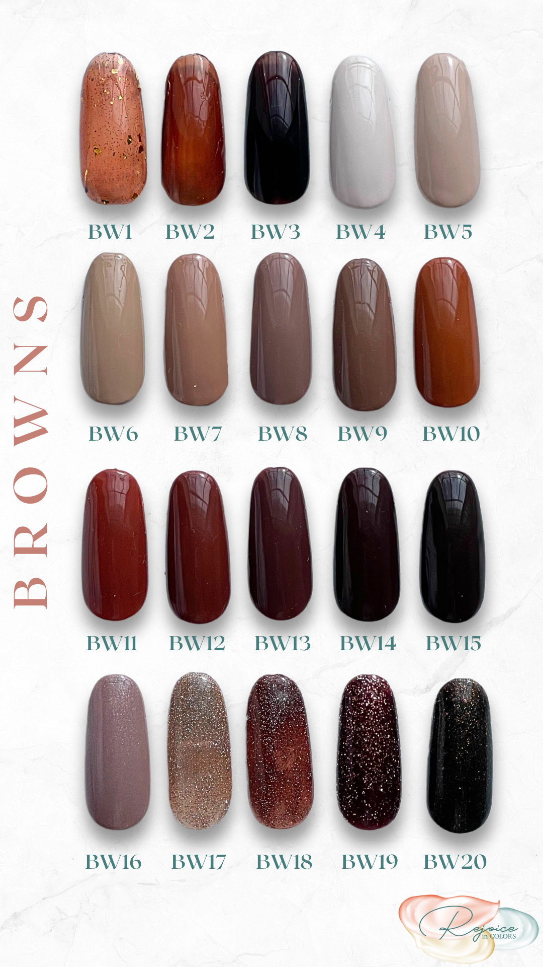 Choices of Brown colors for nails