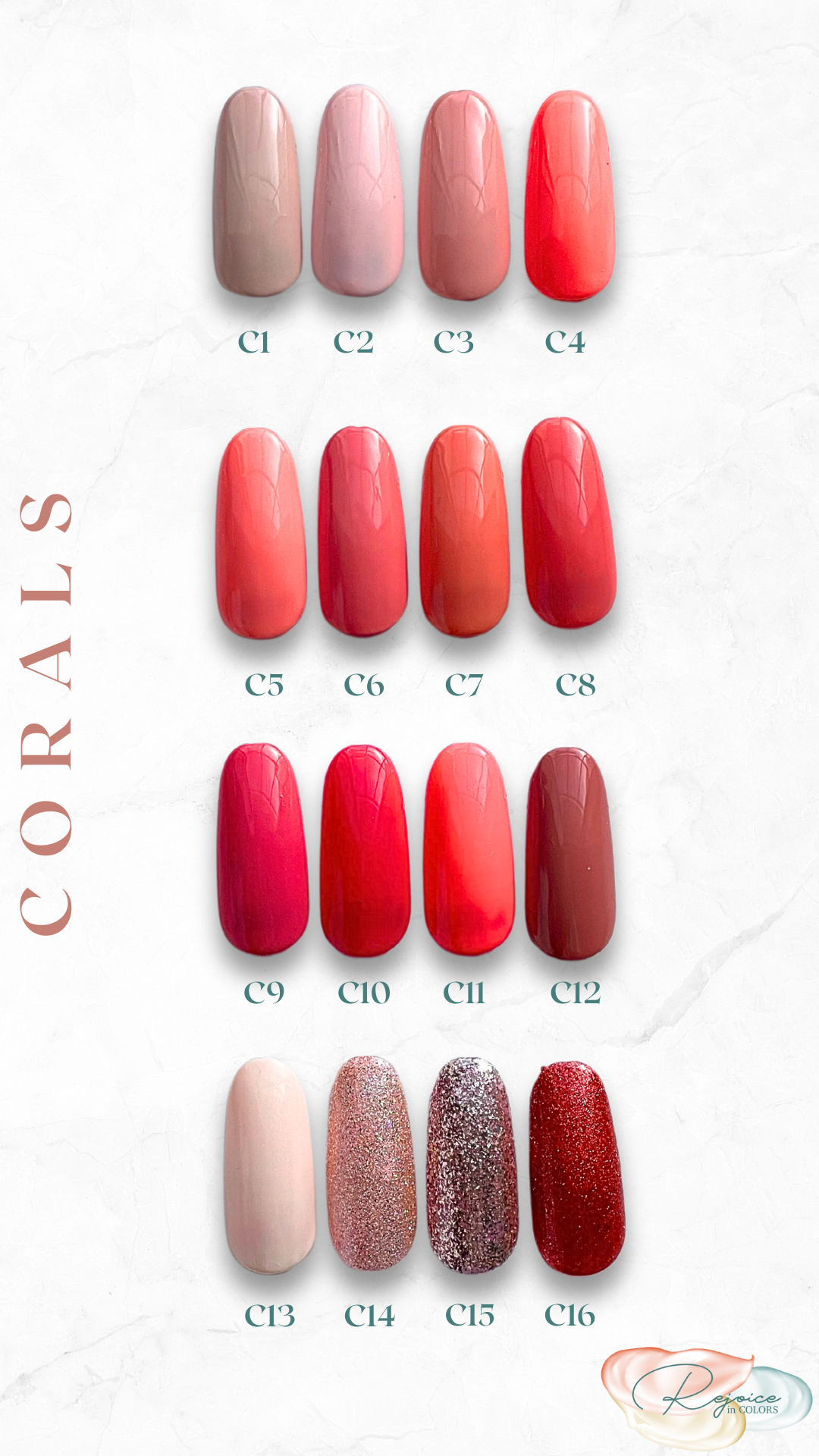 Choices of Coral colors for nails