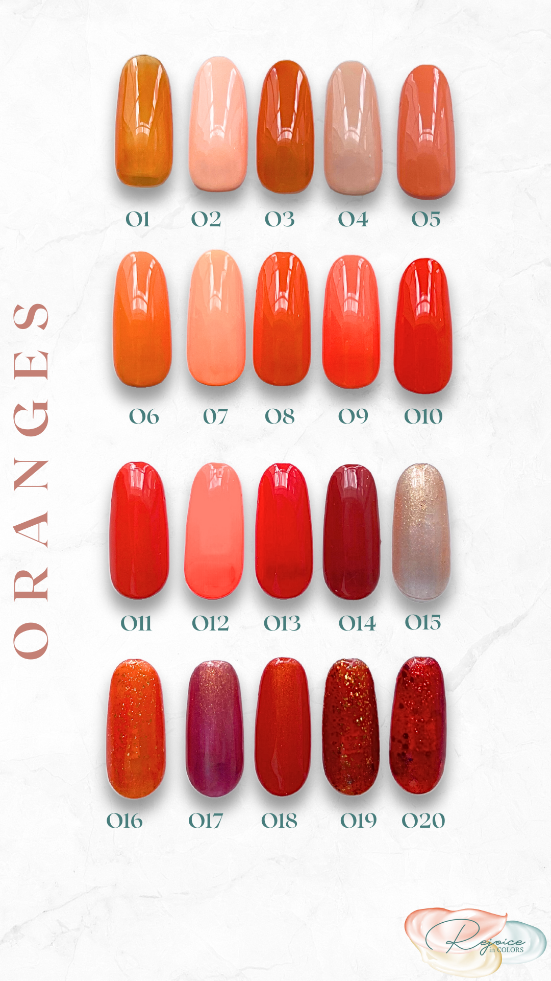 Choices of Orange colors for nails