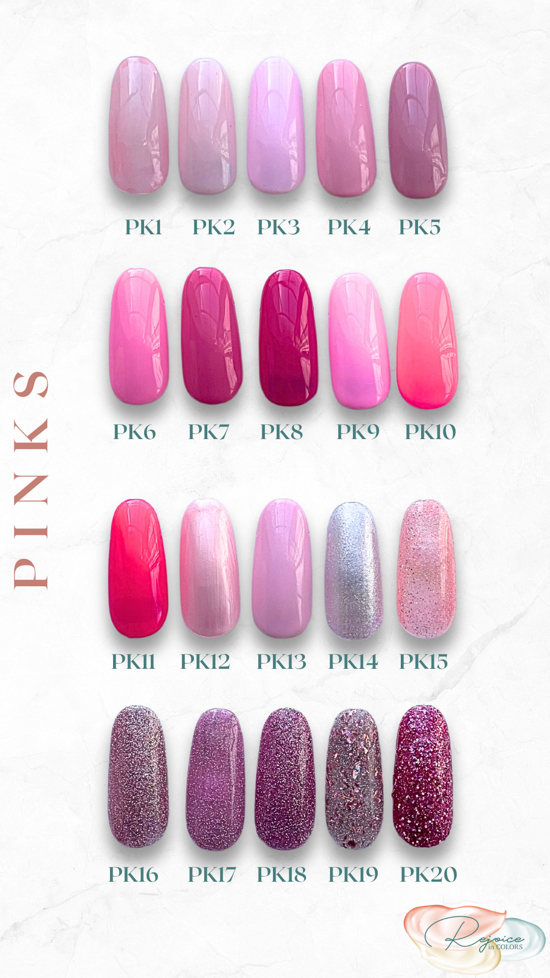 Choices of Pink colors for nails