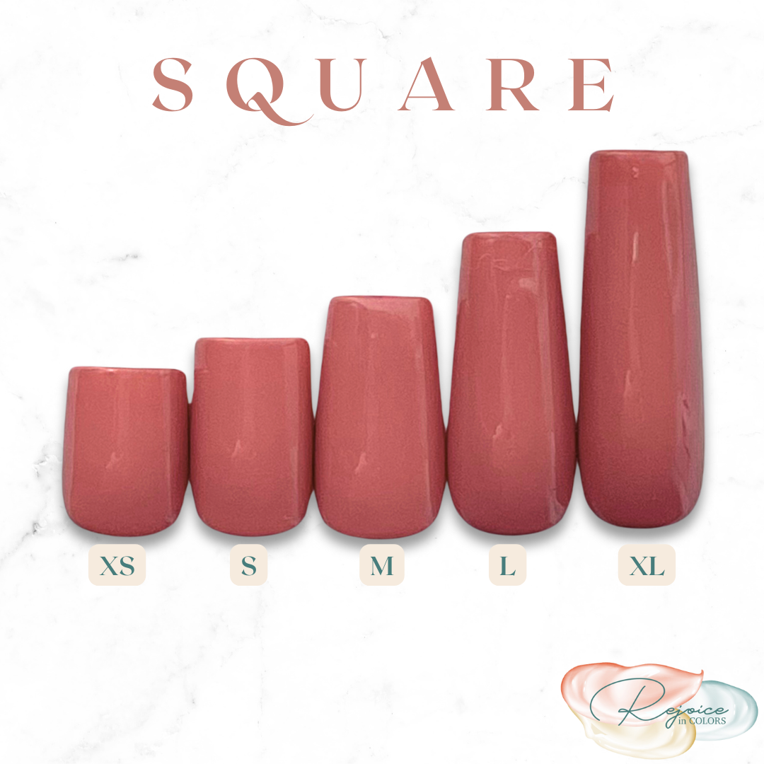 Square Nail Lengths: XS, S, M, L, XL