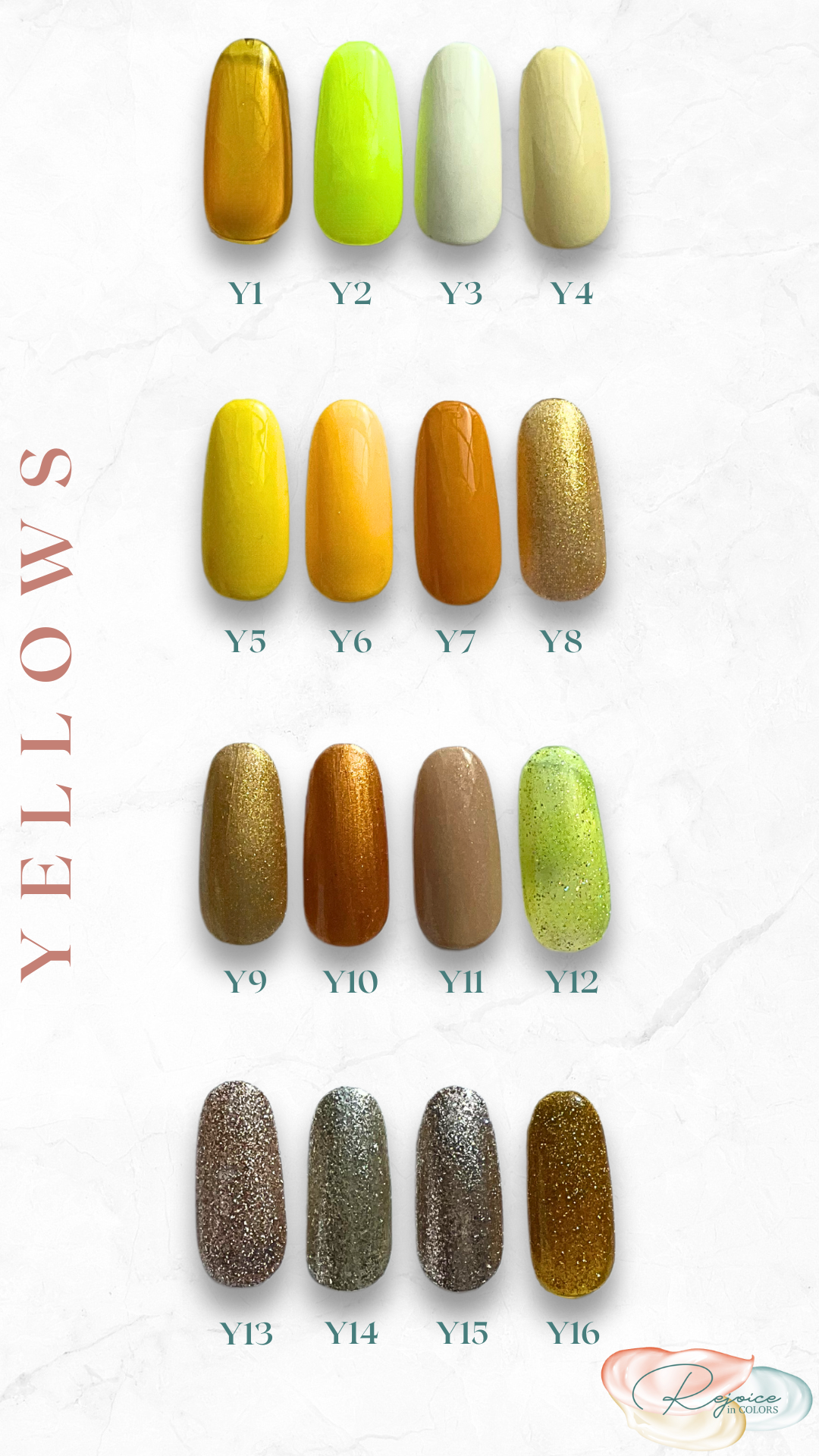 Choices of Yellow colors for nails